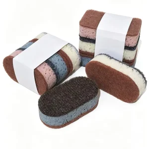 3-Layer Composite Kitchen Sponge Scrubber Double-Sided Cellulose Cleaning Pad for Pots and Dishes