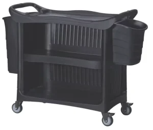 3 Layer Hotel Cleaning Utility Service Cart with Buckets