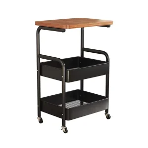 3 Layer Movable Metal Trolley Storage Rack Locking Wheels Utility Cart with Rolling Snack Shelf for Living Room
