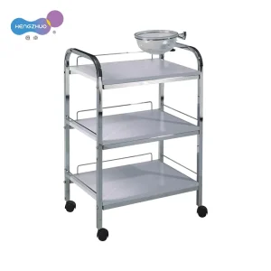 3 Level Modern Stainless Steel Salon Trolley Cart Metal Handcart for Nail Manicure Spa Massage Treatment for Living Room Gym
