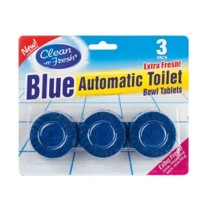 3-Pack Automatic Toilet Rim Blocks Blue Bubble Toilet Cleaner Tablets