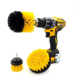 3 Pcs Yellow Drill Brush Set Power Scrubber Cleaning Brush for Bathroom and Home Supplies Yellow 3pcs