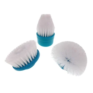 3-Piece Blue and White Electric Cleaning Brush Attachment Set for Grout Tiles and Kitchen
