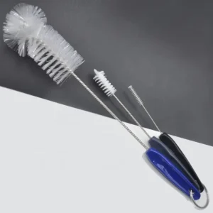 3-Piece Espresso and Coffee Cleaning Brush Set with Nylon Bristles and Stainless Steel Handle