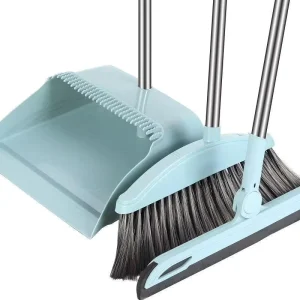 3-Piece Office Sweeper Floor Cleaning Squeegee Broom and Dustpan Set With Self Cleaning Teeth for Kitchen Home