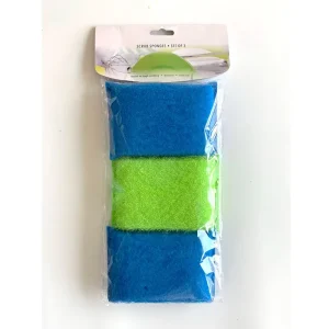 3-Piece Rectangle Polyester Scrub Sponge Kitchen Dishwashing Scouring Pads