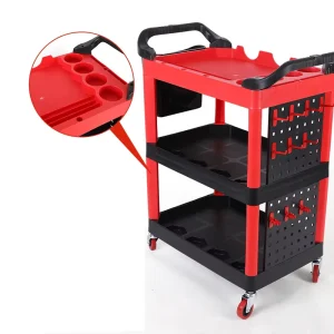 3 Shelf Car Wash Detailing Cart Auto Shop Plastic Service Cart Trolley Utility Tool Carts