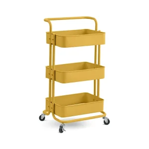 3 Tier Metal Rolling Storage Cart Utility Trolley with Wheels for Kitchen Bathroom
