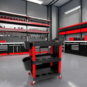3 Tier Rolling Car Detailing Cart & Valet Trolley Multi functional Storage Organizer with Wheels for Car Wash Garage Workshop