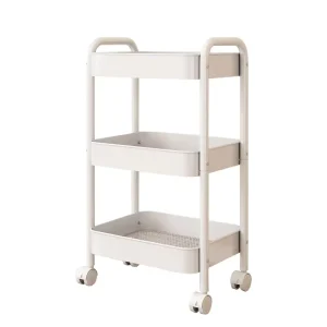 3 Tier Rolling Trolley Cart with Handle Standing Type for Office Living Room Kitchen Bathroom Use for Cleaning Food Tools