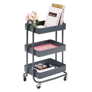 3 Tier Salon Rolling Trolley Cart Metal Craft Storage Organizer Cart Kitchen Bathroom Cart Storage