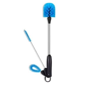 3-in-1 Bottle Cleaning Brush Set with Long Stainless Steel Handle for Water Bottles, Cups, Straws, Tumblers, Flasks, and Glass Jars
