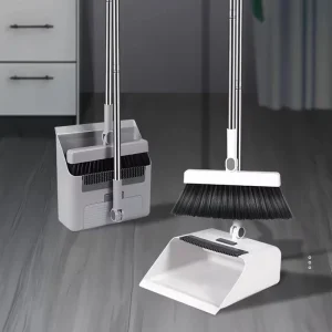 3 in 1 Broom and Dustpan Set 180 Degree Rotatable Long Handle Stand up Combo Space Saving Floor Cleaning Tools for Home Office
