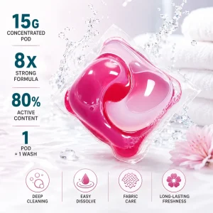 3-in-1 Concentrated Laundry Detergent Pods Custom Printed Box Packaging Deep Cleaning