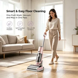 3-in-1 Cordless Wet-Dry Vacuum Floor Washer, 1800Pa Suction, Self-Propelled, LED Voice Prompt