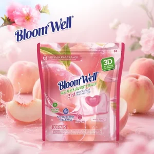 3-in-1 Disposable Eco-Friendly Laundry Detergent Pods Sweet Peach Fragrance 10g Pack