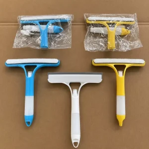 3-in-1 Double-Sided Glass Cleaner with Squeegee, Scrubber, and Spray Bottle