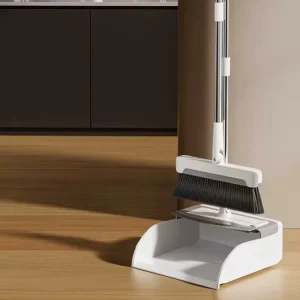 3 in 1 Folding Storage Household Floor Cleaning Set with PET Hair Brush, Broom, and Dustpan