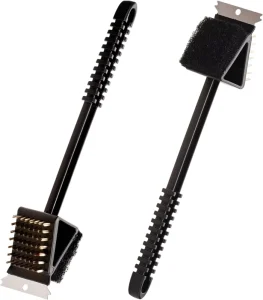 3-in-1 Grill Brush with Scraper, Scrub Pad, 14.5-Inch Heavy-Duty Long Handle, and Hanging Hook for Charcoal Grills and Smokers