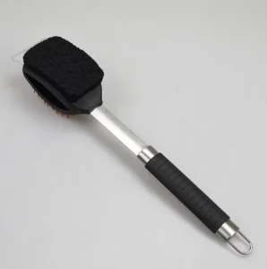 3-in-1 Grill Cleaning Brush with Heat-Resistant Bristles Stainless Steel Handle and Scraper