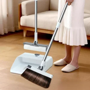 3-in-1 Household Cleaning Broom Dustpan and Sticky Paper Roller Set