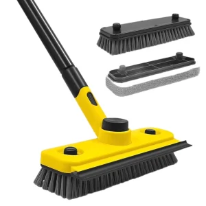 3-in-1 Long-Handle Bathroom Cleaning Brush with Removable Replacement Head