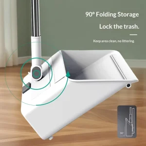3-in-1 PP Plastic Broom and Dustpan Set with Steel Broomstick, Soft Bristles and Pet Hair Lint Remover