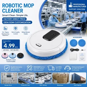 3-in-1 Rechargeable Robot Vacuum Cleaner with Mopping, Humidifying Spray, and USB Power
