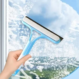 3-in-1 Rubber Squeegee and Sponge Glass and Mirror Scraper with Watering Can