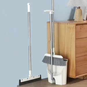 3-in-1 Telescopic Folding Broom, Dustpan, and Scraper Set