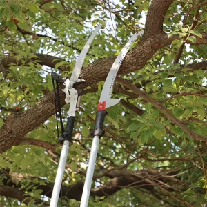 3.6m Telescopic Pole Saw Folding Pruning Saw with Aluminum Bronze Blade and Safety Locking for Tree Trimming and Branch Cutting