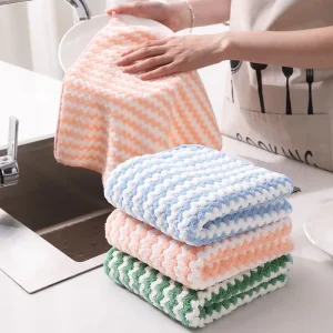 30*30cm Wavy Striped Dish Cloth Lazy Kitchen Dishcloth Towel Absorbent Rag Kitchen Thickening Clean Lint free Hand Towel