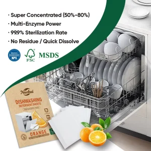 30 Sheets Compact Space Saving Non-toxic Powerful Cleaning Formula Dishwasher Detergent Cleaning Sheet