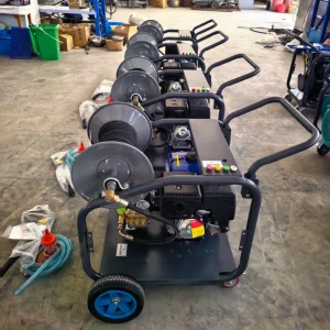 300 Bar Gasoline High Pressure Washer 18 L/min Large-Flow Sewer Drain Cleaning Machine with Hose Reel
