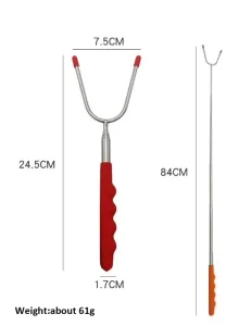 304 Stainless Steel 24 84cm Telescopic U Shaped Roasting Fork with Rubber Handle Colorful Marshmallow Sausages Fork for Camping