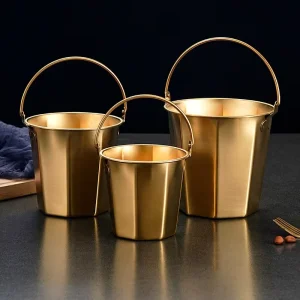 304 Stainless Steel Octagonal Ice Bucket Modern Minimalist Small Bucket Handle Bar Ice Chilling 0.7L 1.7L Beer Wine