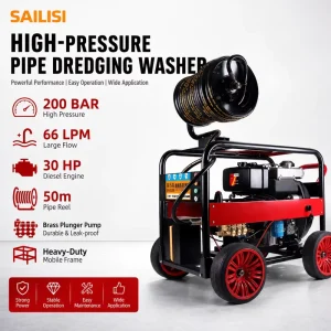 30HP Diesel Pump High-Pressure 200bar 50m Water Jet Cleaner Sewer Drain Dredging Cleaning Truck