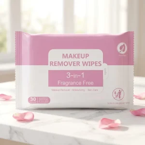 30pcs 3 in 1 Fragrance Free Non Woven Eco Friendly Antibacterial Disposable Makeup Remover Facial Cleansing Wipes for All Skin