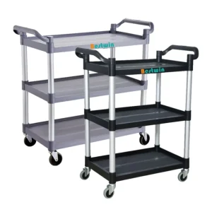 31″x17″x37″ Multifunctional 3-Shelf Heavy Duty Food Service Trolley Plastic Utility Cart for Kitchen Spice & Tools
