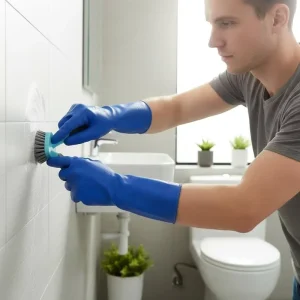 31cm Heavy Duty Blue PVC Waterproof Reusable Multi Functional Home Use Industrial Grade Non Slip Elastic Safety Gloves