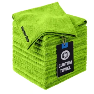 32*32cm Green 250gsm Microfiber Cloth Warp Knitted Cleaning Cloth for Car Kitchen Dish Absorbent Microfiber Towels