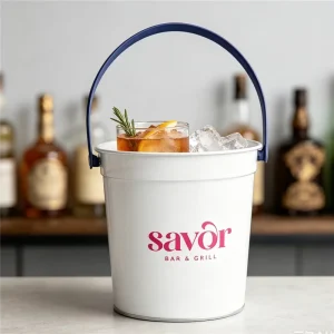 32 OZ Plastic Bucket and Handle Full Color Printing Cocktail Rum Buckets for Parties with Handle