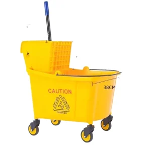 32L Yellow Plastic Microfiber Mop Wringer Bucket with Durable Retractable Folding UP-062 for Hotel