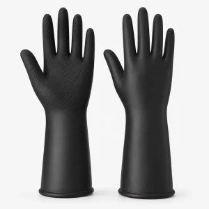32cm Black Medium Thickness Durable Latex Cleaning Gloves Mild Acid Alkali Resistant Waterproof Reusable Home Use Gloves