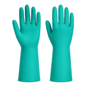 32cm Green Nitrile Waterproof Durable Reusable Household Kitchen Cleaning Gloves Latex Free Breathable