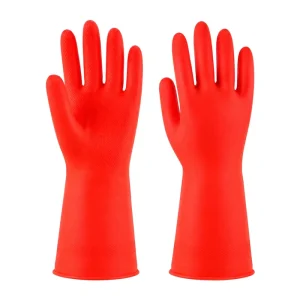 32cm Red Household Latex Cleaning Gloves Medium Thickness Durable Mild Acid Alkali Resistant Waterproof Reusable