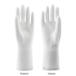 33/38cm 75/90g Flocking White Nitrile Rubber Gloves Reusable Waterproof for Household Cleaning