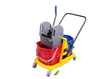 34L Commercial Down Press Wringer Plastic Double Cleaning Mop with Bucket Wringer Cleaning Trolley