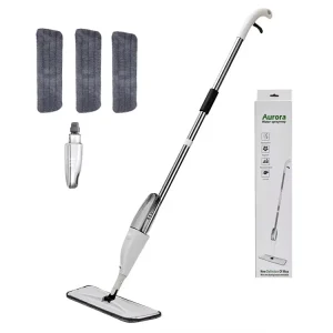 360-Degree Handheld Water Spray Mop with Microfiber Head and Long Handle