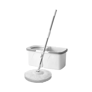 360-Degree Magic Mop Bucket Set with Microfiber Mop Heads and Telescopic Steel Pole
